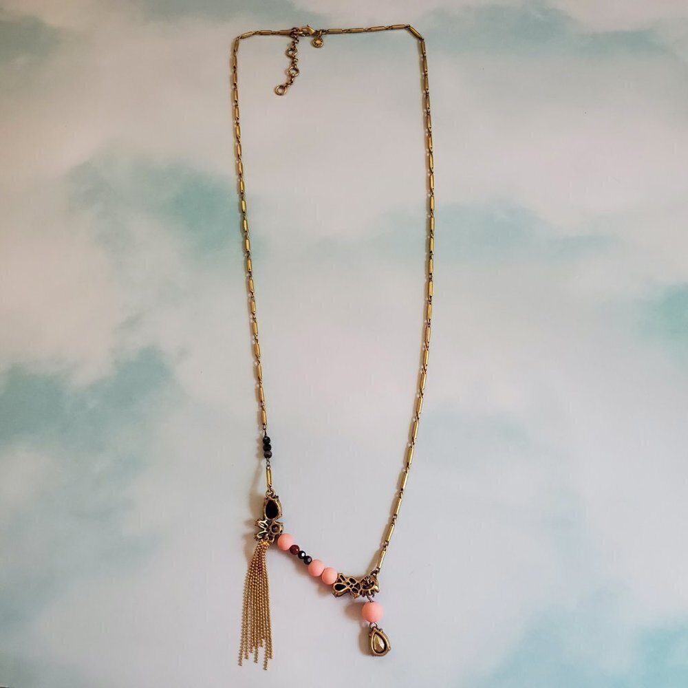 ✨ J.Crew Opal Rhinestones Tassel Crystal Fringe Necklace ✨ - Picture 6 of 9